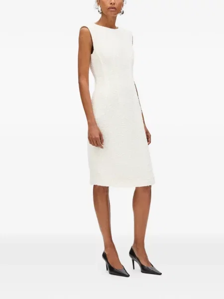 Rochie Another Tomorrow fără mâneci din tweed alb