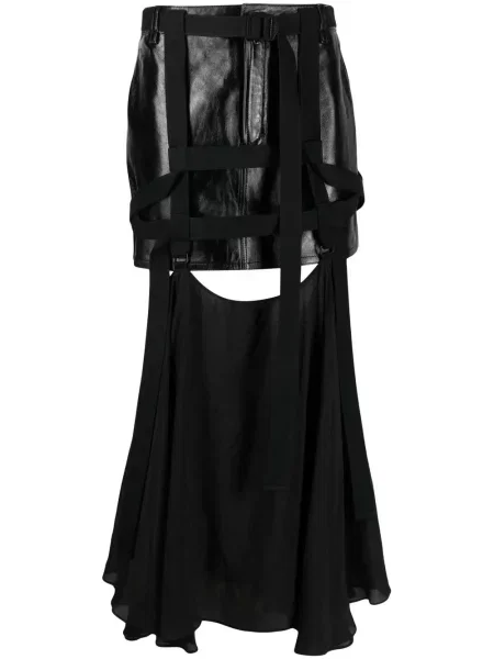 Fustă din piele 032c până la genunchi negru