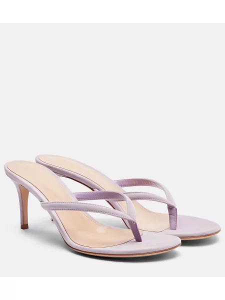 Chiloți tanga Gianvito Rossi din piele de căprioară violet