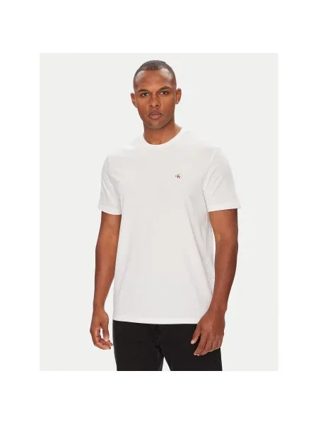 Calvin Klein Jeans Majica kremna / krvavo rdeča bela