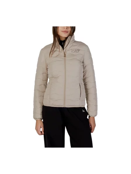 Lniana kurtka puchowa Emporio Armani Ea7 beżowa