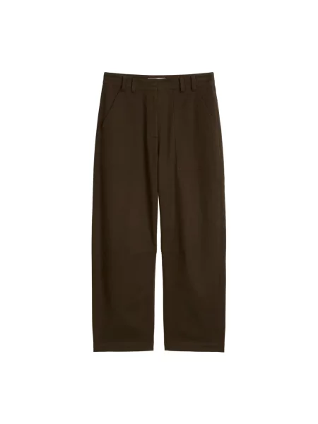 Jeansy o kroju barrel fit z mieszanki bawełny z naszywanymi Marc O'polo brązowe