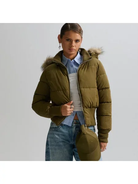 Cropp Куртка з капюшоном коричневувато-зелений зелена
