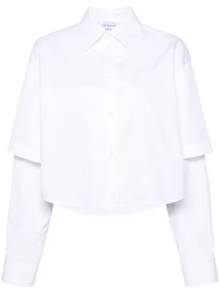 Cămașă Off-white cu broderie alb