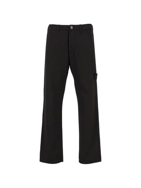 Pantaloni chino Stone Island de lână cu strasuri negru