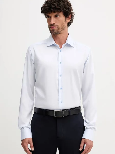 Риза Eton с кройка по тялото с класическа яка синьо