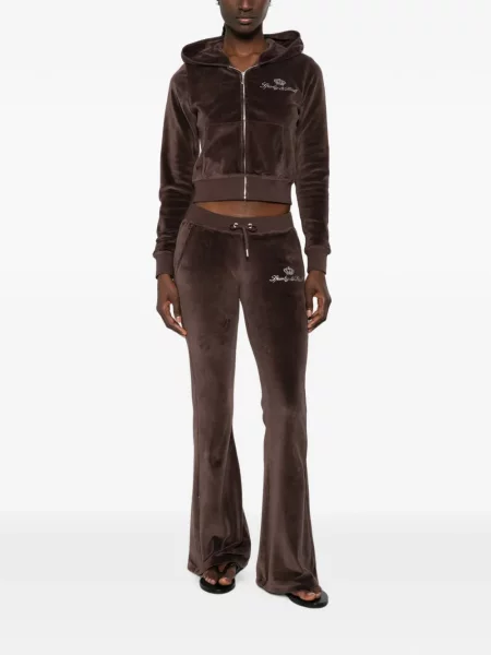 Stras pantaloni Sporty & Rich alergare maro