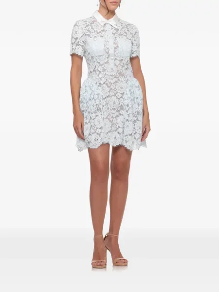 Rochie mini Self-portrait din dantelă evazată albastru