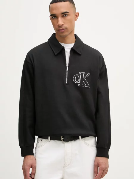 Calvin Klein Jeans pulover z elastanom črna