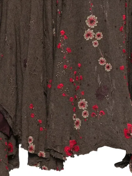 Fustă midi Marc Le Bihan cu model floral maro