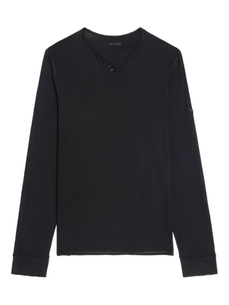 Tricou Zadig&voltaire cu guler henley negru