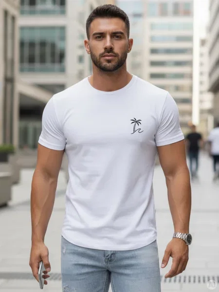 T-shirt z nadrukiem klasyczny Dstreet biały