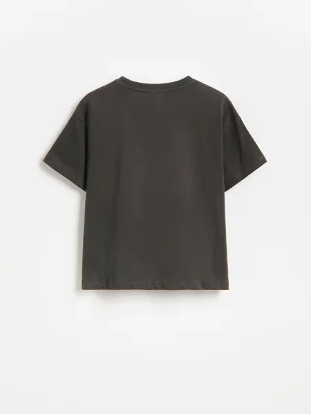 Reserved Футболка з принтом темно-сірий сіра