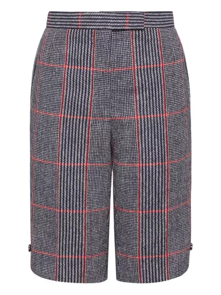 Bermude Thom Browne în carouri din tweed gri