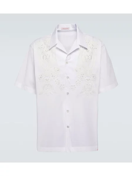 Риза Valentino бродирана поплин бяло