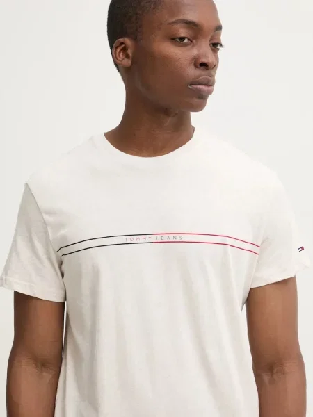 Къс тениска Tommy Jeans бежово