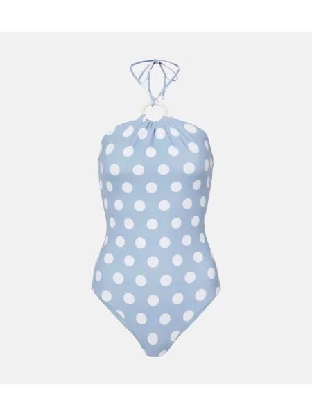 Costum de baie Marysia cu buline cu gât halter albastru