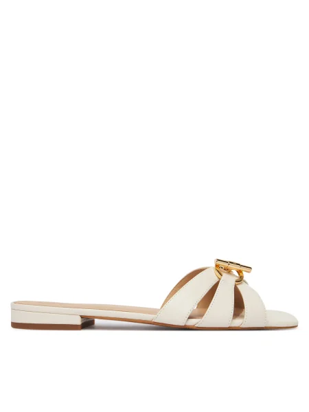 Șlapi Lauren Ralph Lauren din piele alb