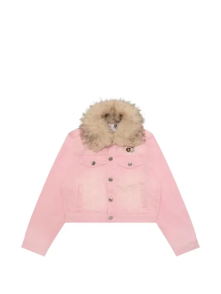 Garnitură de blană geacă de blugi Aape By A Bathing Ape cu blană roz