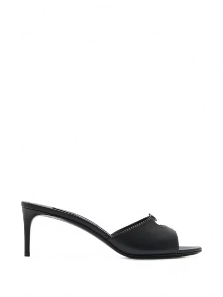 Papuci tip mules Dolce & Gabbana cu autograf negru