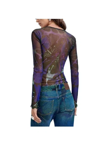 Tricou Desigual cu buline violet