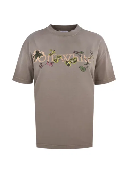 Tricou Off-white cu model floral cu imagine alb