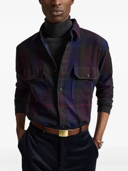 Карирана класическа риза Polo Ralph Lauren кепър виолетово