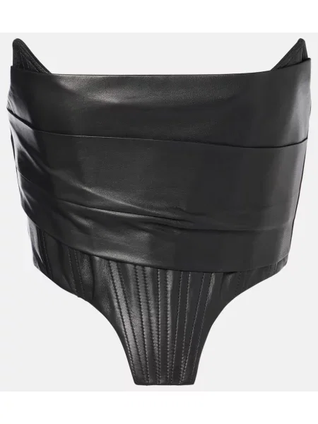 Top Alex Perry skórzany z gorsetem czarny