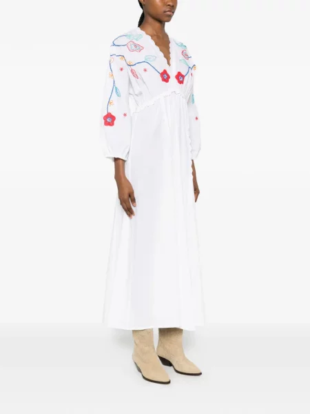 Rochie maxi Forte_forte cu model floral alb