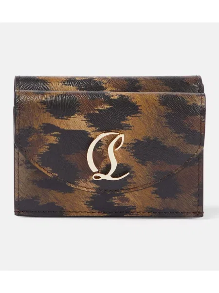 Portofel Christian Louboutin din piele cu imagine cu imprimeu animal print