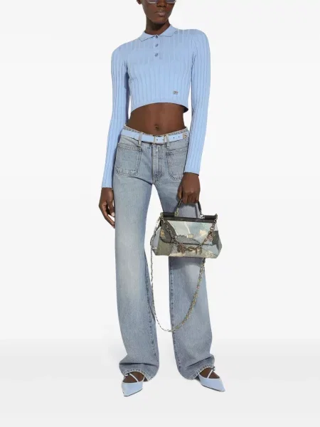 Zwężane dżinsy Dolce And Gabbana z naszywanymi kieszeniami zwężany niebieski