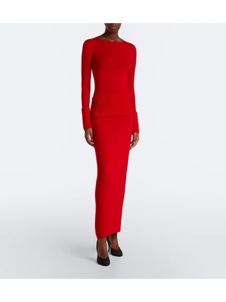 Rochie maxi Alaïa de lână roșu