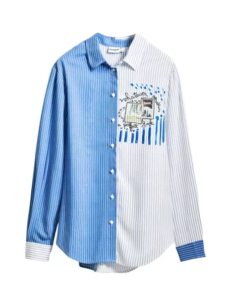 Desigual Cămașă A Perfect Ride albastru