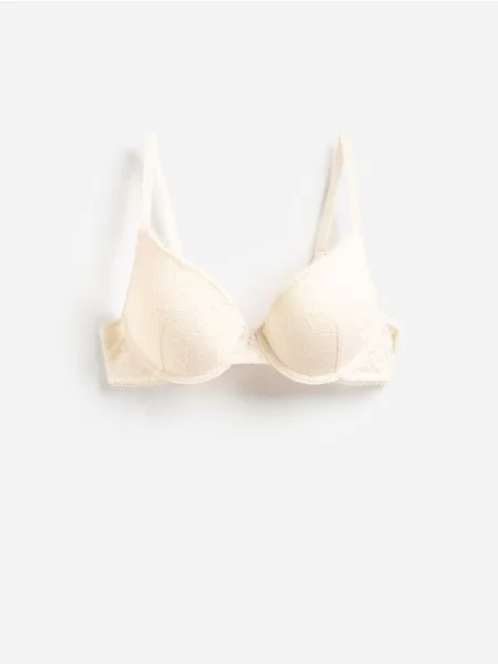Reserved Sutien push-up cu dantelă crem