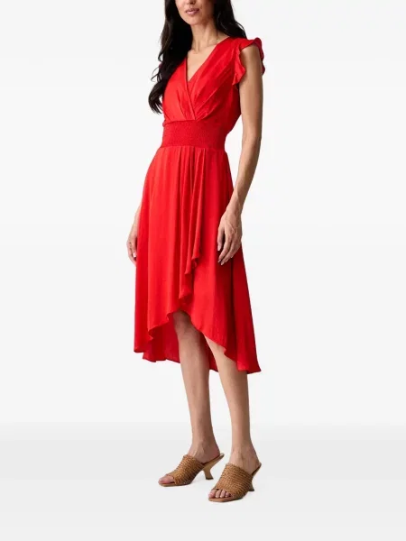 Rochie midi Morgan cu volane asimetrică roșu