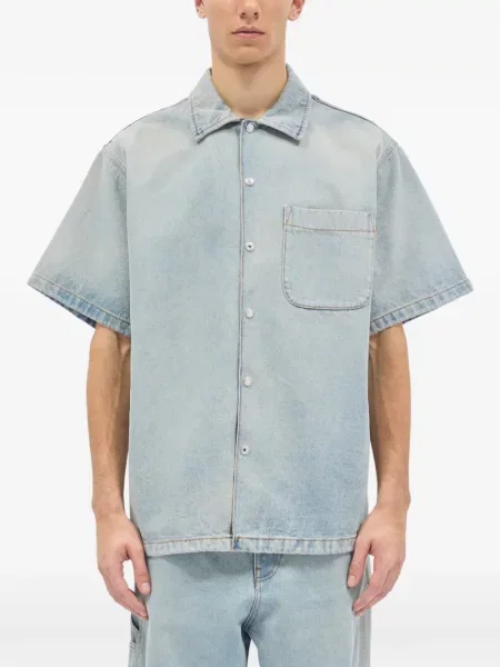 Krátká košile Msgm s kapsami na rukávech modrá