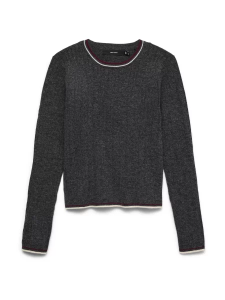 VERO MODA Pulover VMMARINA gri metalic / mov zmeură alb