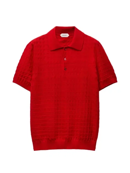 Tricou polo Versace de lână roșu