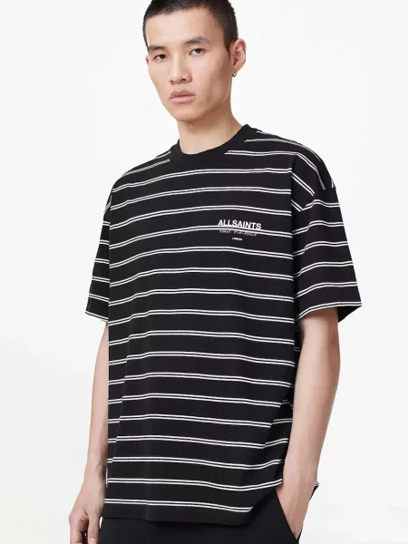 AllSaints tricou pentru bărbați din UNDERGRND STRIPE SS negru