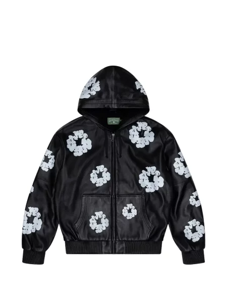 Hanorac cu glugă Denim Tears din piele negru