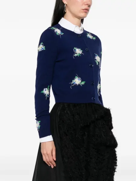 Siuvinėtas gėlėtas kardiganas Shushu/tong mėlyna