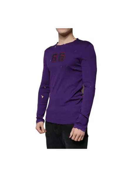 Dzianinowy sweter Dolce And Gabbana fioletowy