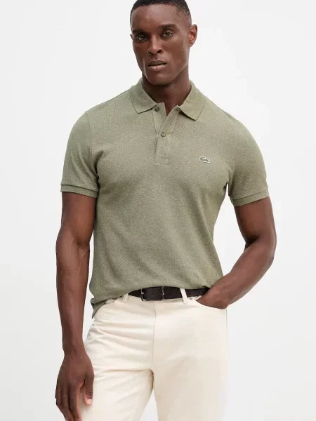 Тениска с яка Lacoste с изчистен дизайн бяло