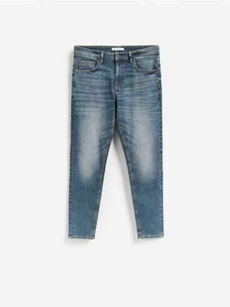 Reserved Blugi skinny cu efect de prespălare indigo jeans