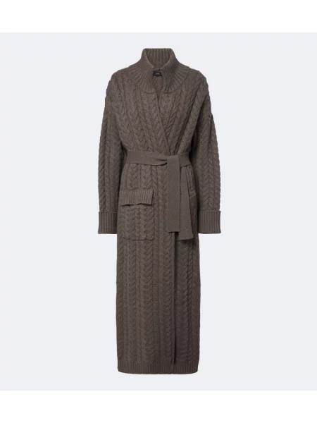 Lung cardigan Arch4 din cașmir streetstyle maro