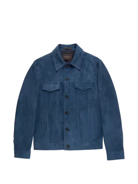 Geacă Slowear din piele de căprioară albastru