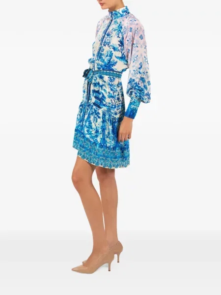 Rochie mini Saraco cu model floral cu imagine alb
