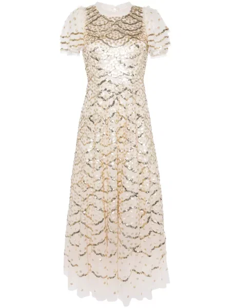 Maksi sukienka maxi Needle & Thread w grochy garniturowa