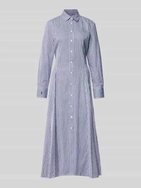 Dopasowana sukienka casualowa z czystej bawełny Polo Ralph Lauren niebieska