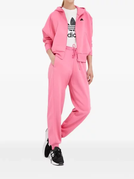 Spodnie Adidas w paski z autografem do biegania zielone